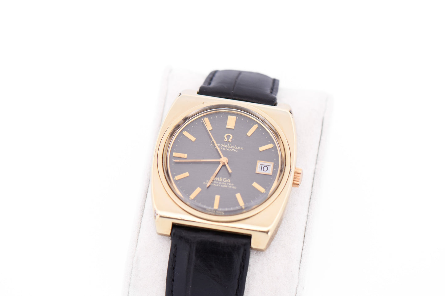 Vintage Gold Capped Omega Constellation Automatic Watch- Unusual TV Case & Grey Dial