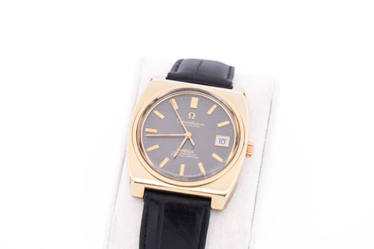 Vintage Gold Capped Omega Constellation Automatic Watch- Unusual TV Case & Grey Dial