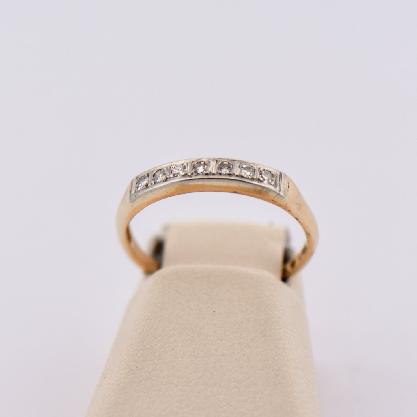 Vintage Diamond Wedding Band in Two-Tone Gold