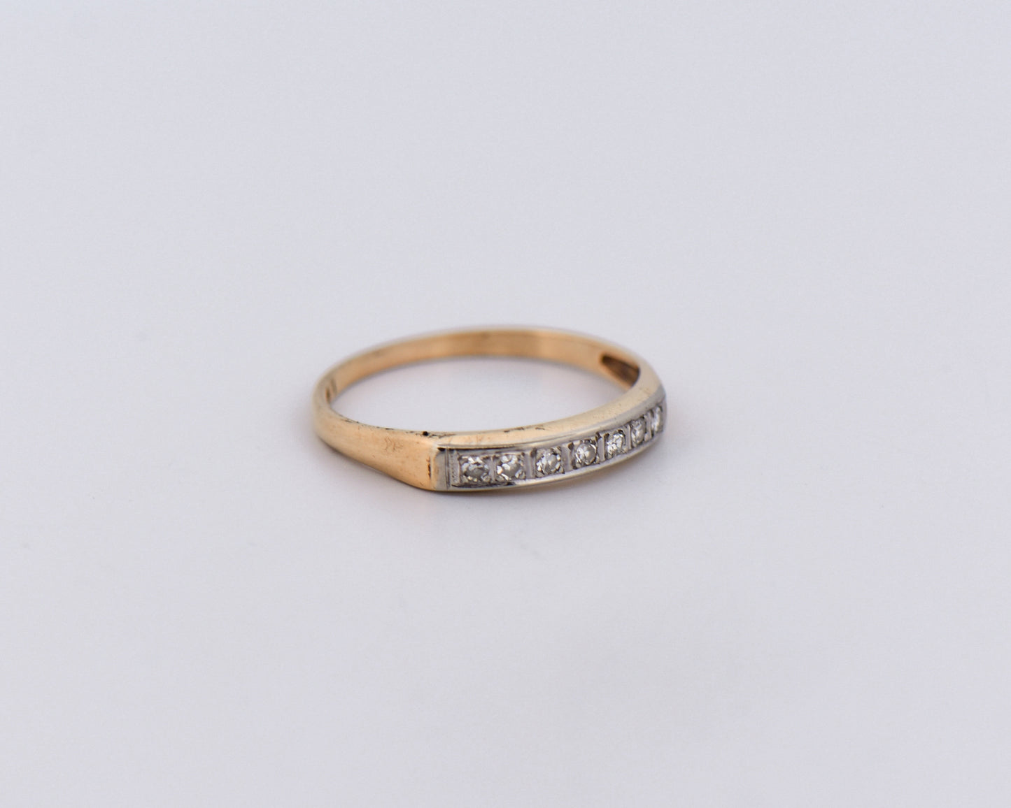 Vintage Diamond Wedding Band in Two-Tone Gold