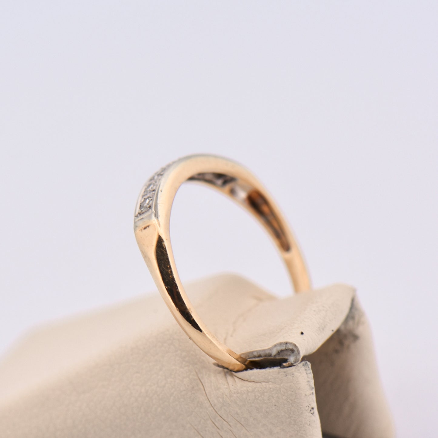 Vintage Diamond Wedding Band in Two-Tone Gold