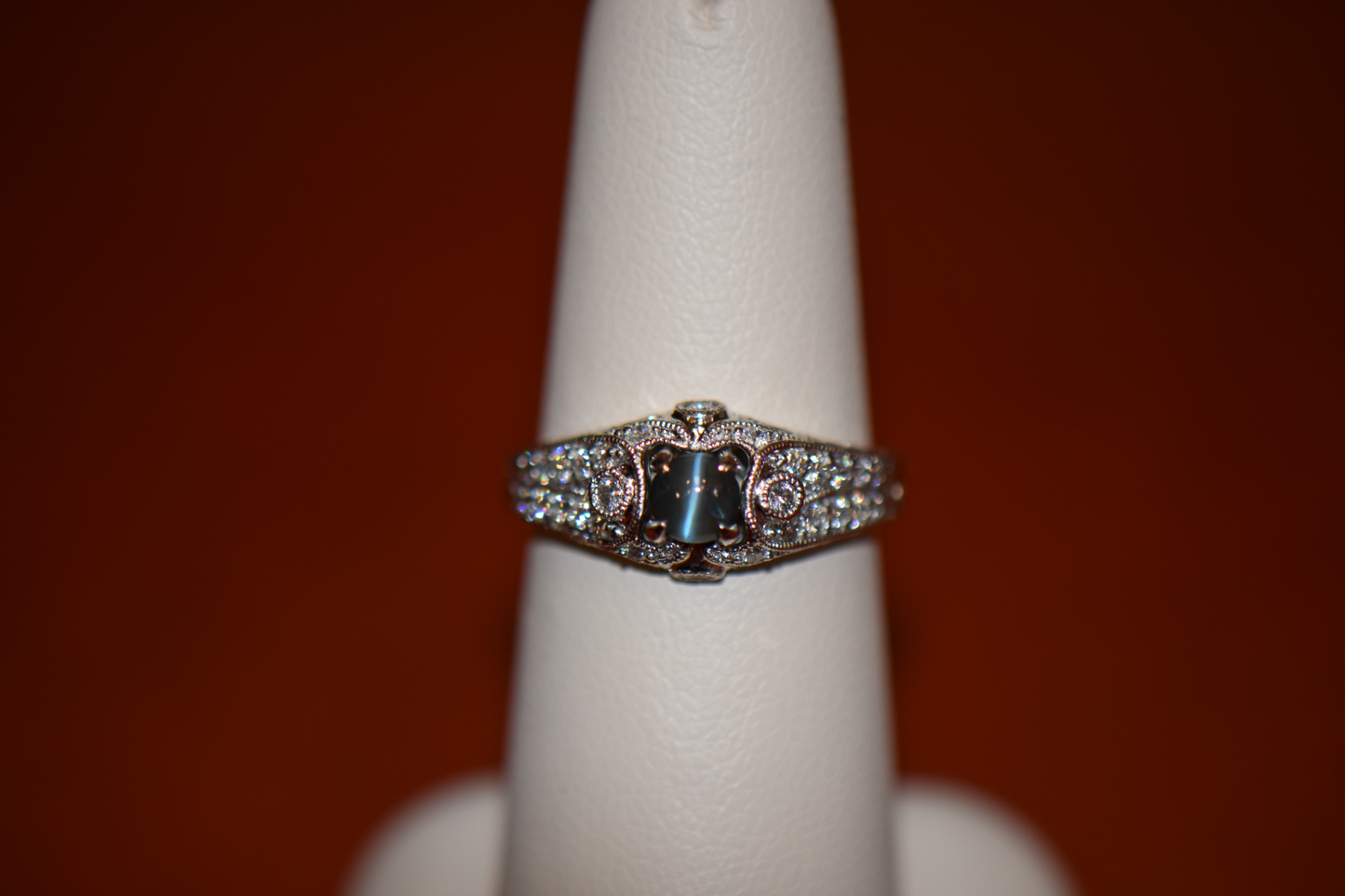 Vintage Inspired Engagement Ring with Rare Natural Cat's Eye Alexandrite & Diamonds