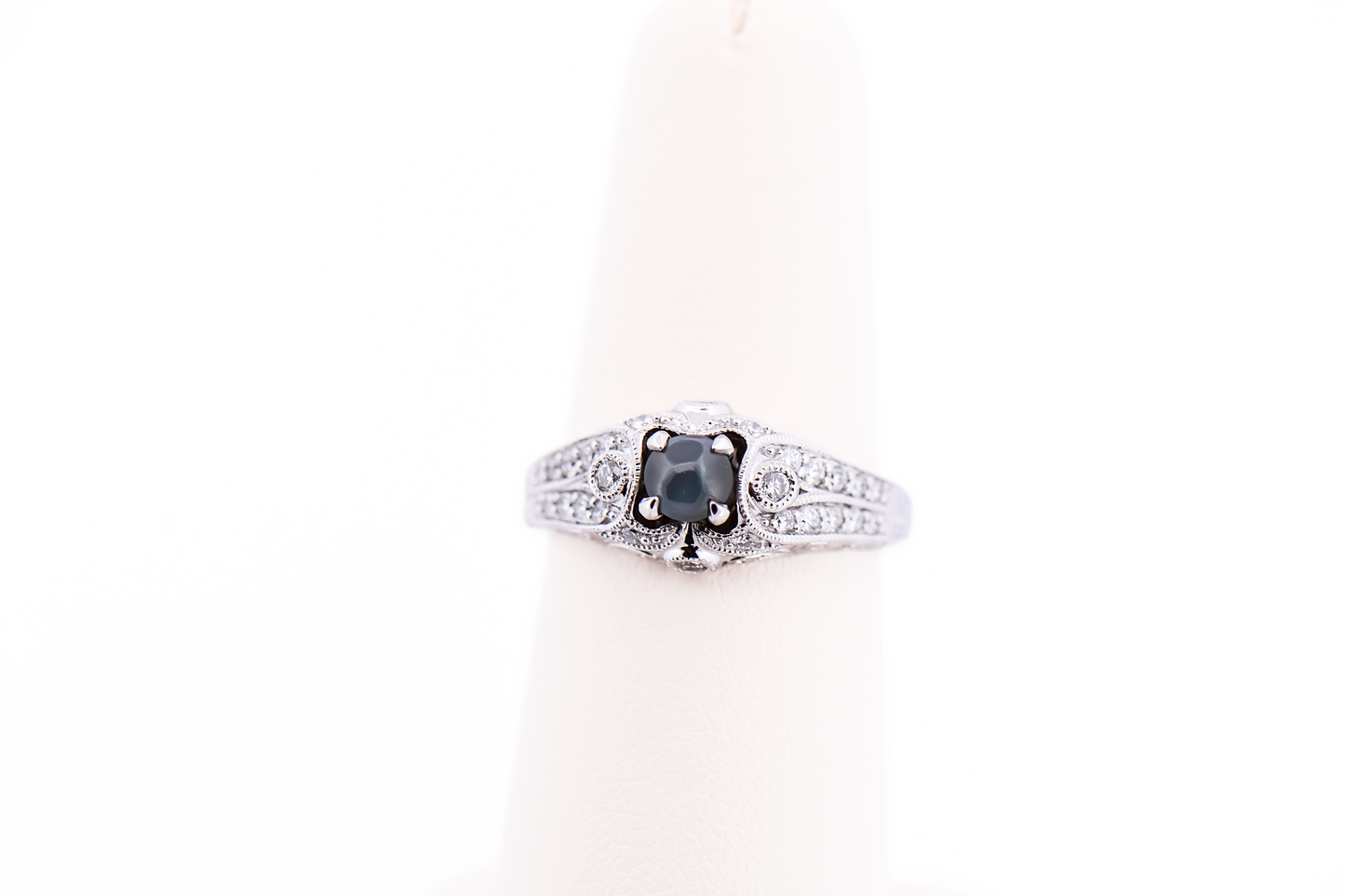 Vintage Inspired Engagement Ring with Rare Natural Cat's Eye Alexandrite & Diamonds
