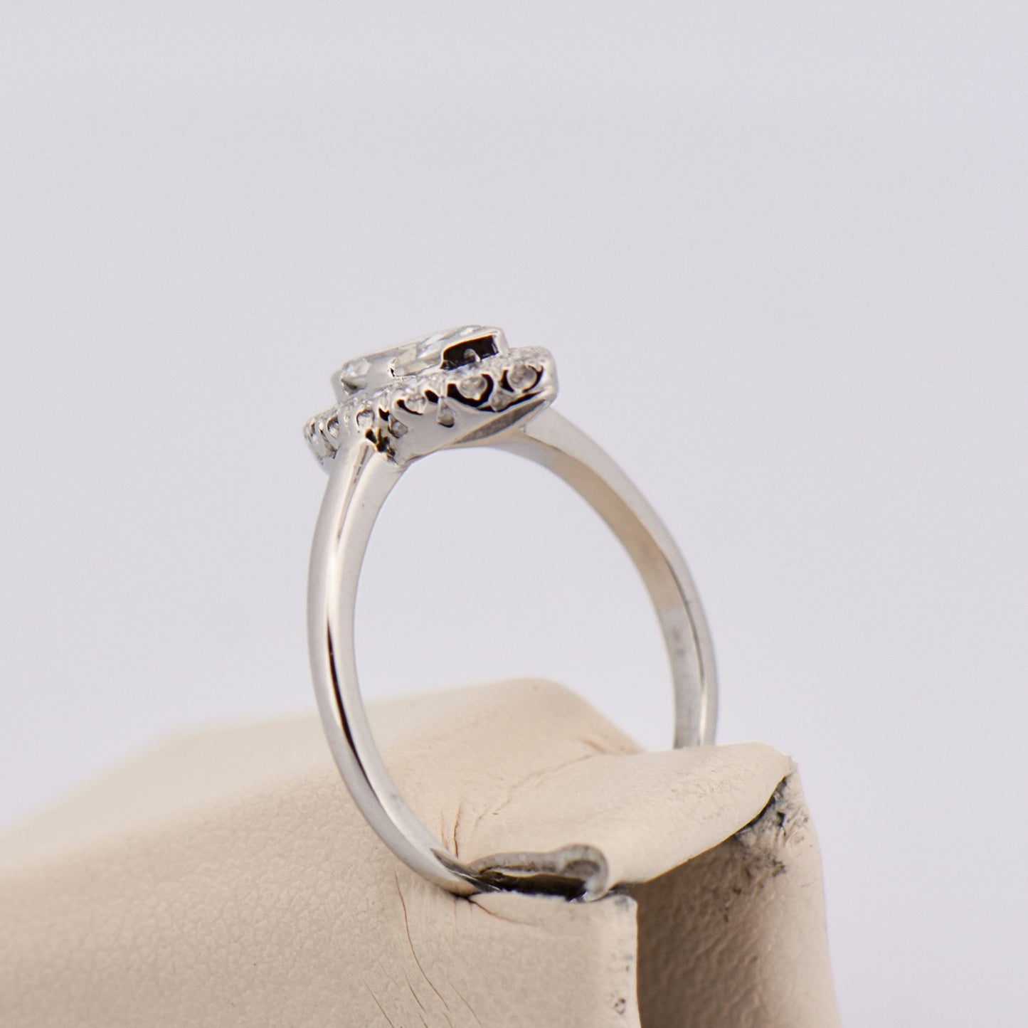 Vintage Marquise Diamond Halo Engagement Ring in Platinum