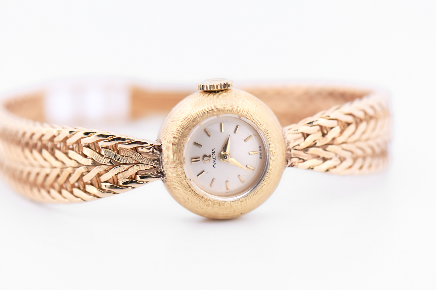 Vintage Mechanical Ladies Omega Cocktail Watch in Solid 14k Yellow Gold