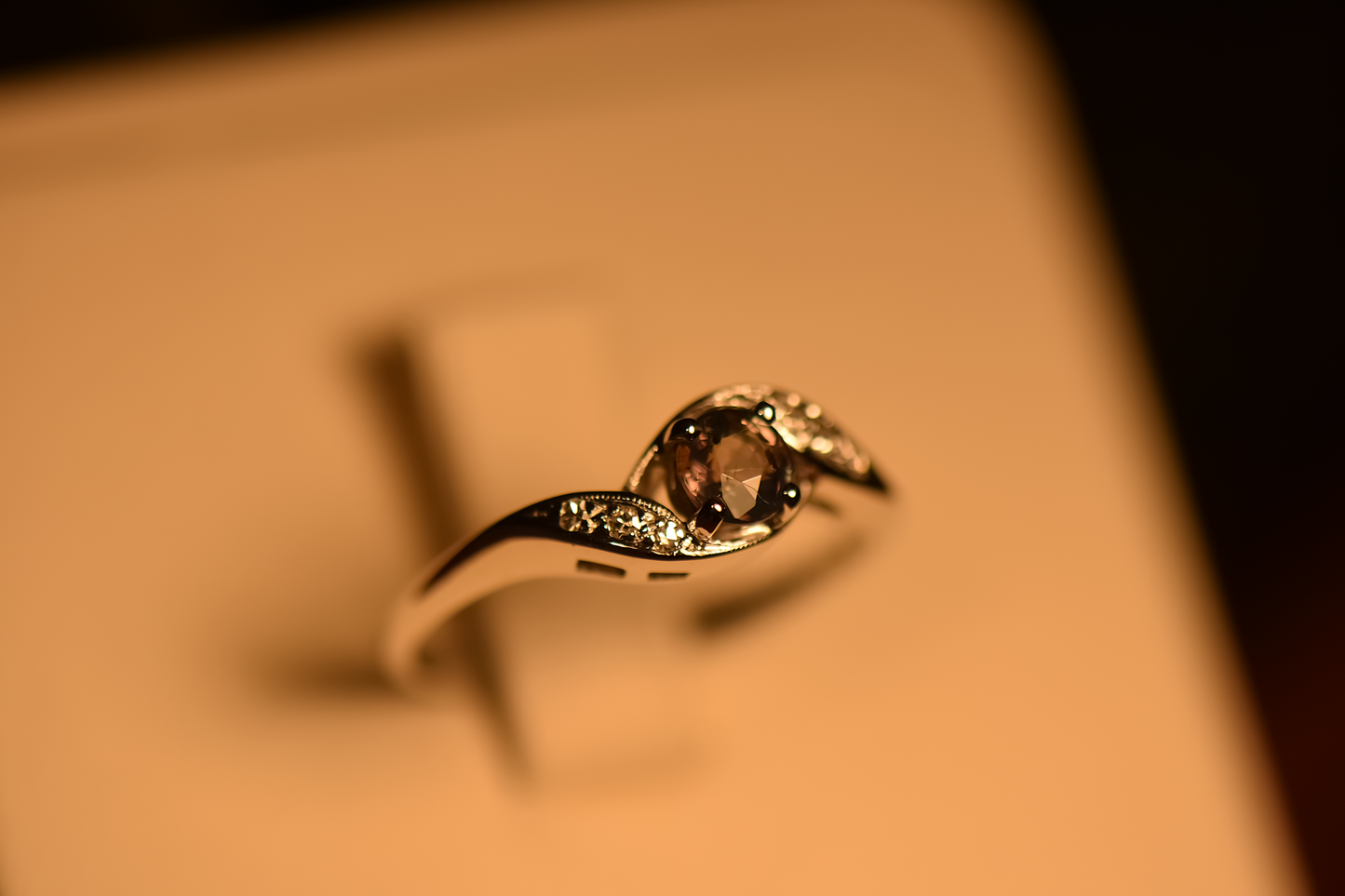 Vintage Natural Alexandrite & Diamond Ring in White Gold