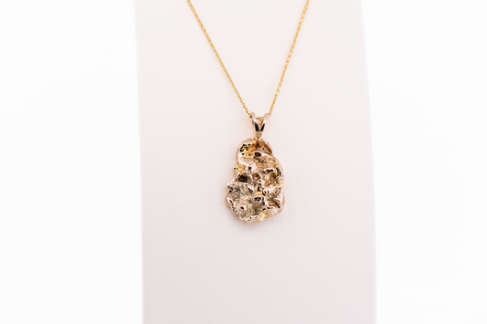 Vintage Poured Nugget Pendant in 14k Yellow Gold