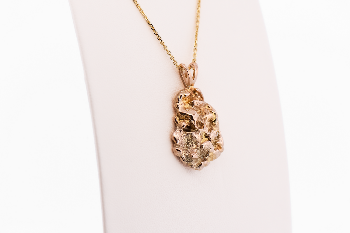 Vintage Poured Nugget Pendant in 14k Yellow Gold