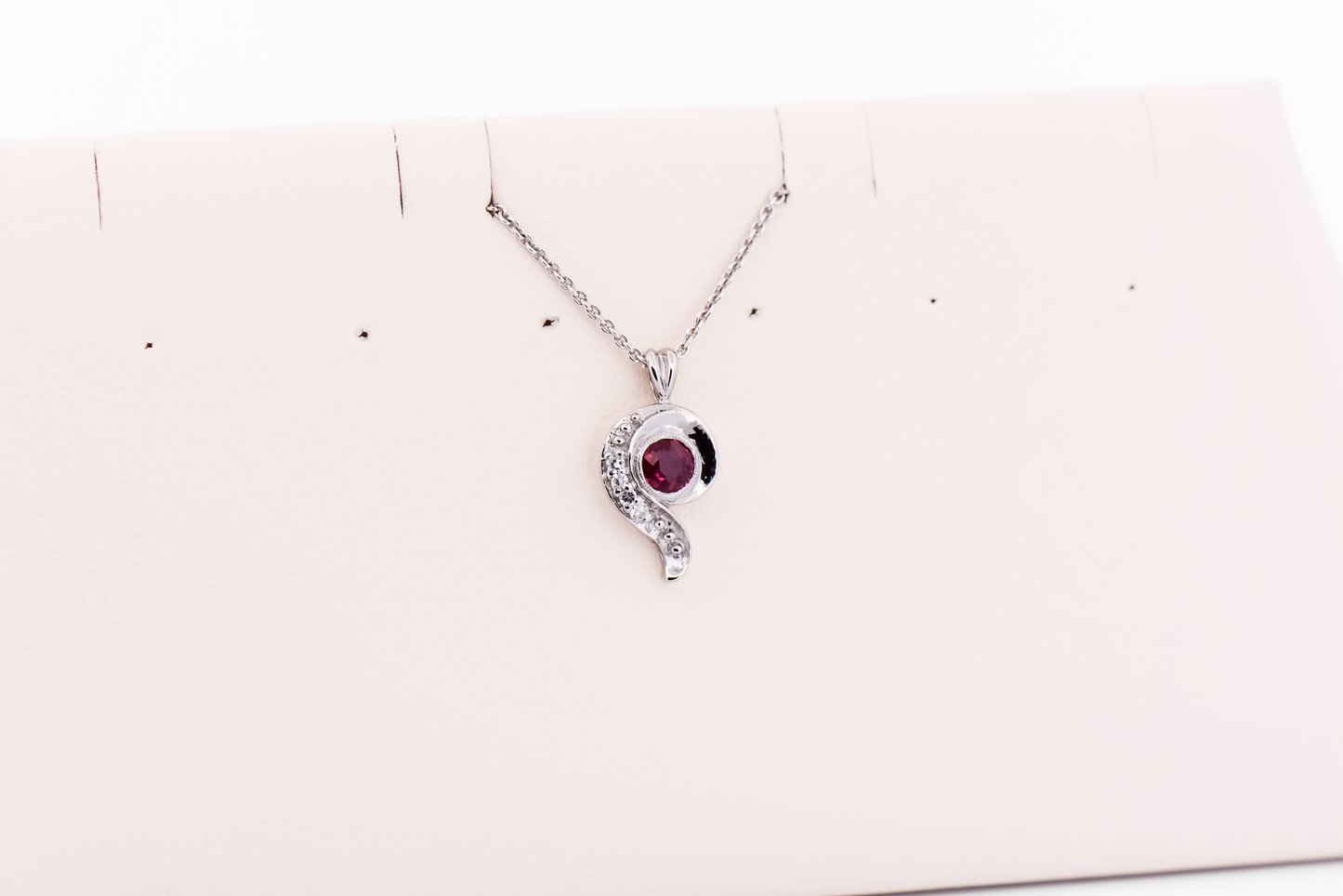 Vintage Ruby & Diamond Paisley Pendant in White Gold