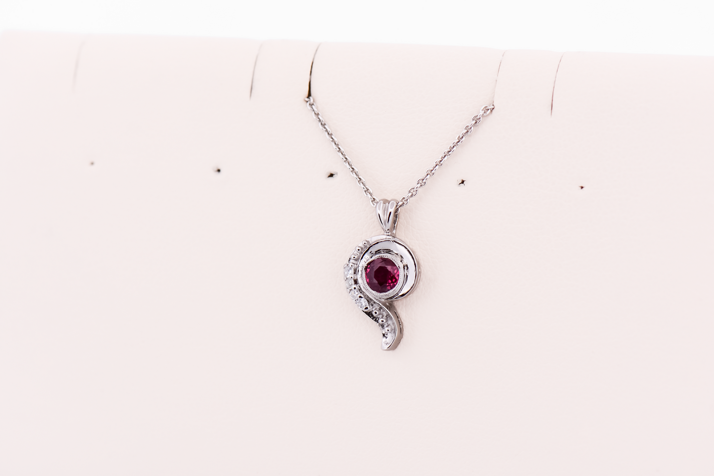 Vintage Ruby & Diamond Paisley Pendant in White Gold