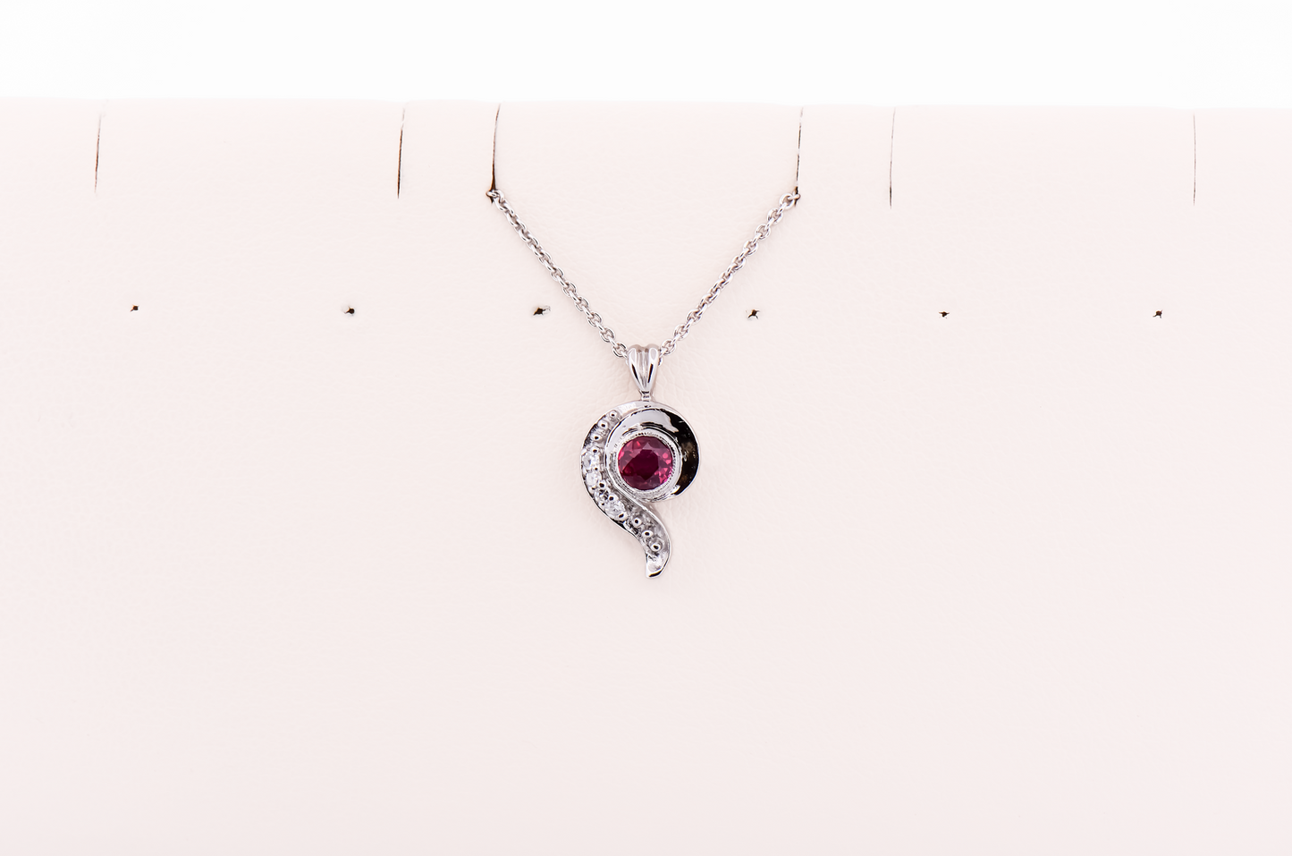 Vintage Ruby & Diamond Paisley Pendant in White Gold