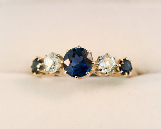 Antique Australian Sapphire & Diamond Wedding Ring