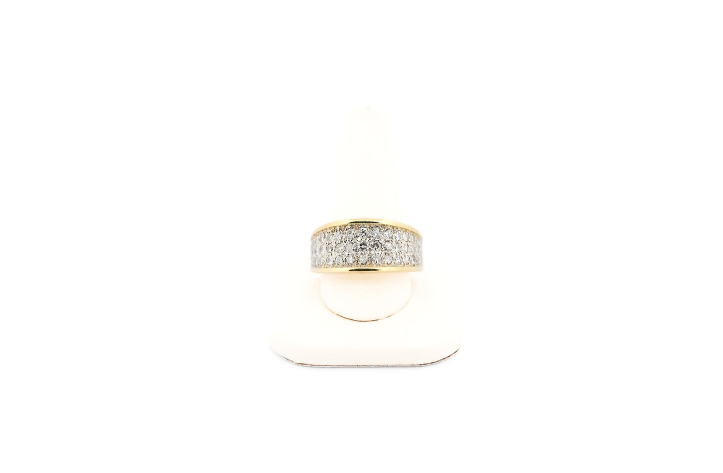 Vintage Wide 18k Yellow Gold & Pave' Diamond Ring - 1.5ctw