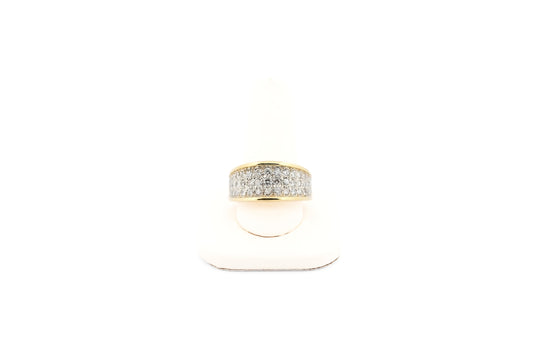 Vintage Wide 18k Yellow Gold & Pave' Diamond Ring - 1.5ctw