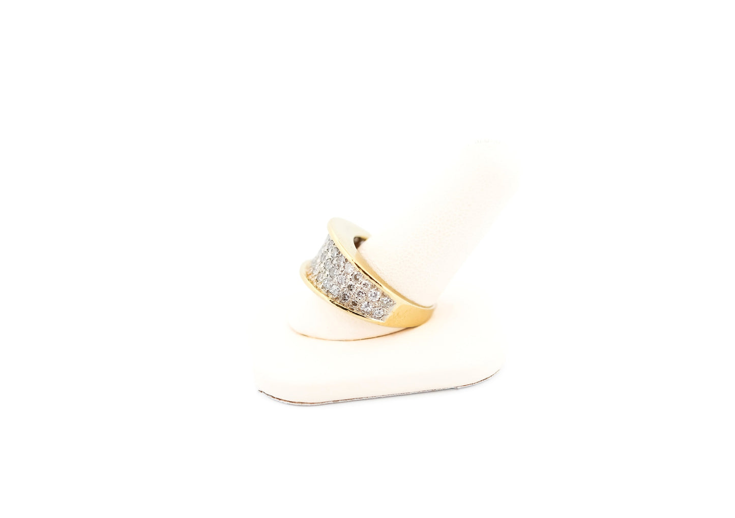 Vintage Wide 18k Yellow Gold & Pave' Diamond Ring - 1.5ctw