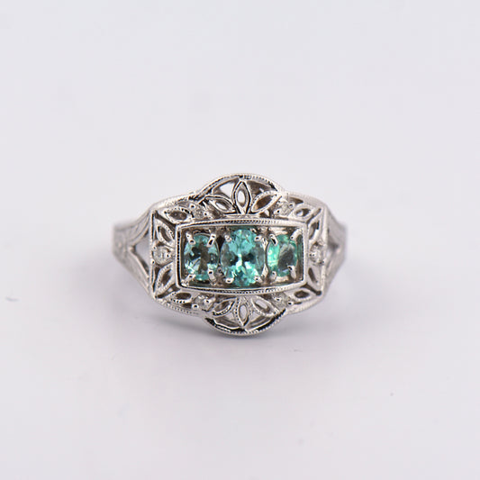 Vintage Style African Paraiba Tourmaline Ring
