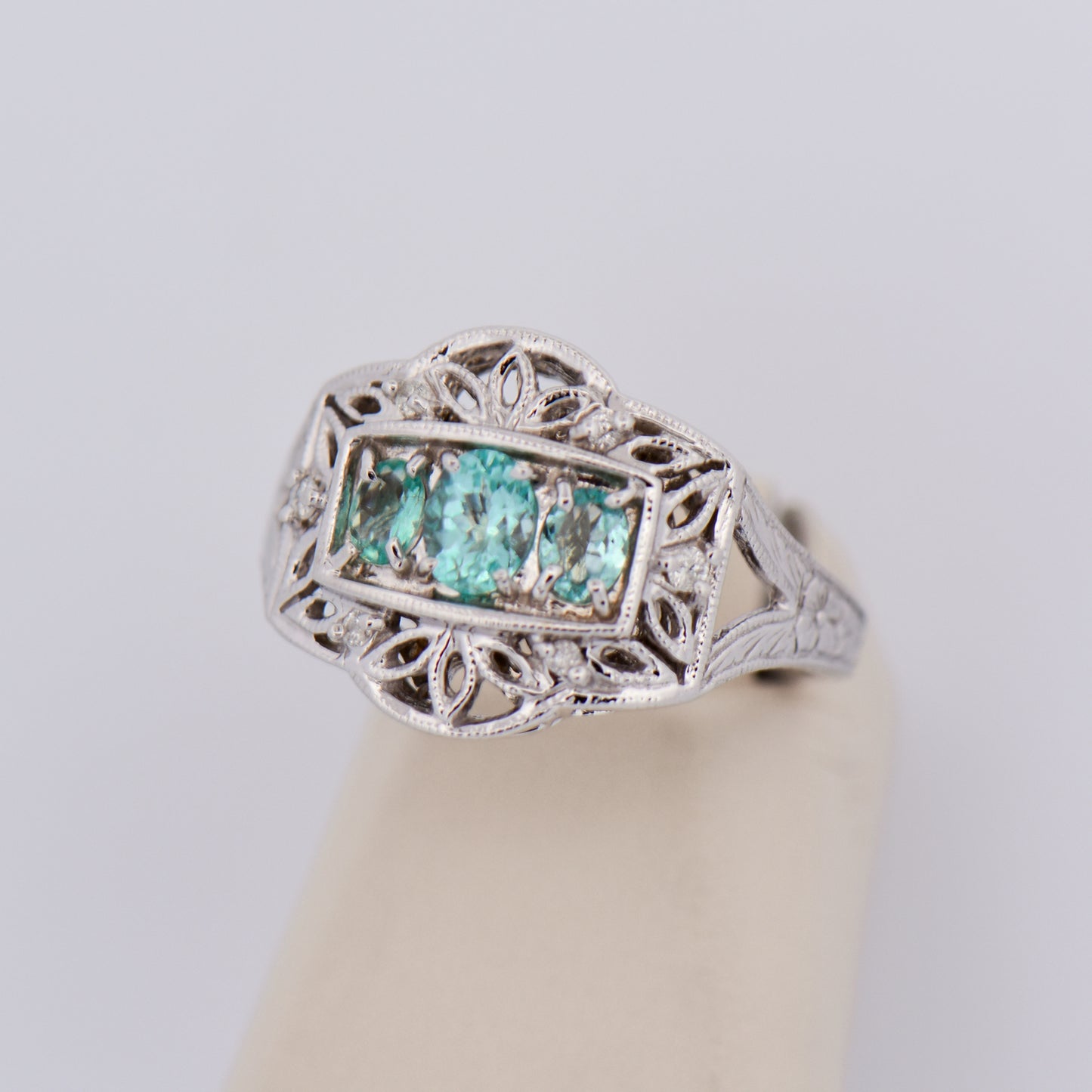 Vintage Style African Paraiba Tourmaline Ring