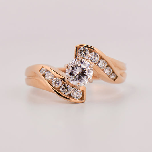 Vintage Bypass Diamond Ring in Yellow Gold