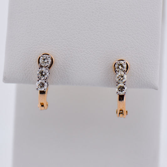 Vintage Diamond Leverback Earrings in Rose Gold