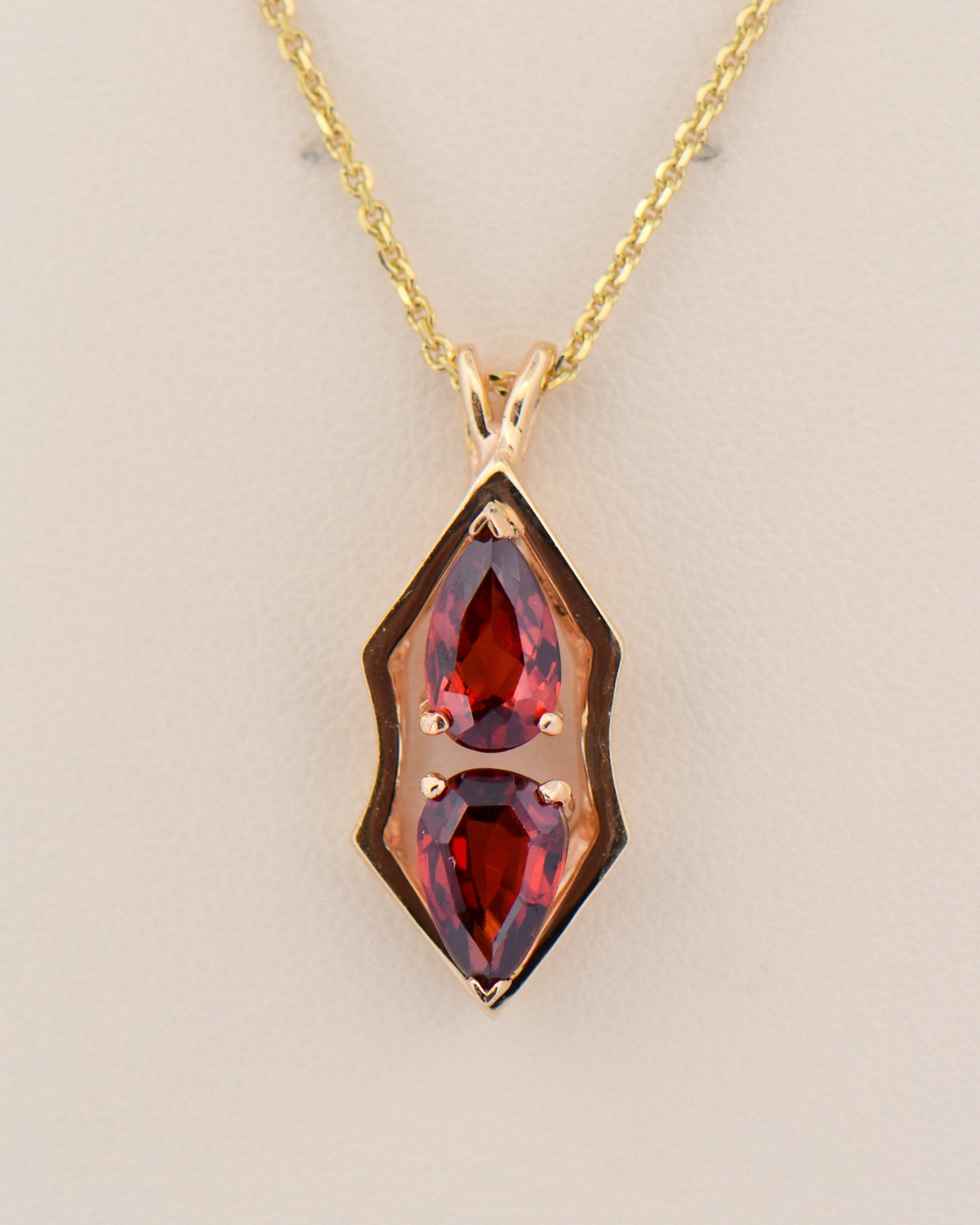 Vintage Two-Stone Garnet Pendant in Yellow Gold