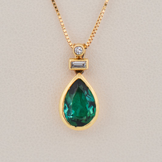 Vintage H.Stern Green Tourmaline and Diamond Pendant