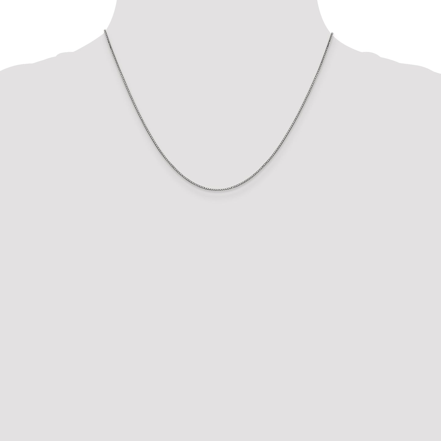 14K White Gold 18 inch .9mm Box with Lobster Clasp Chain