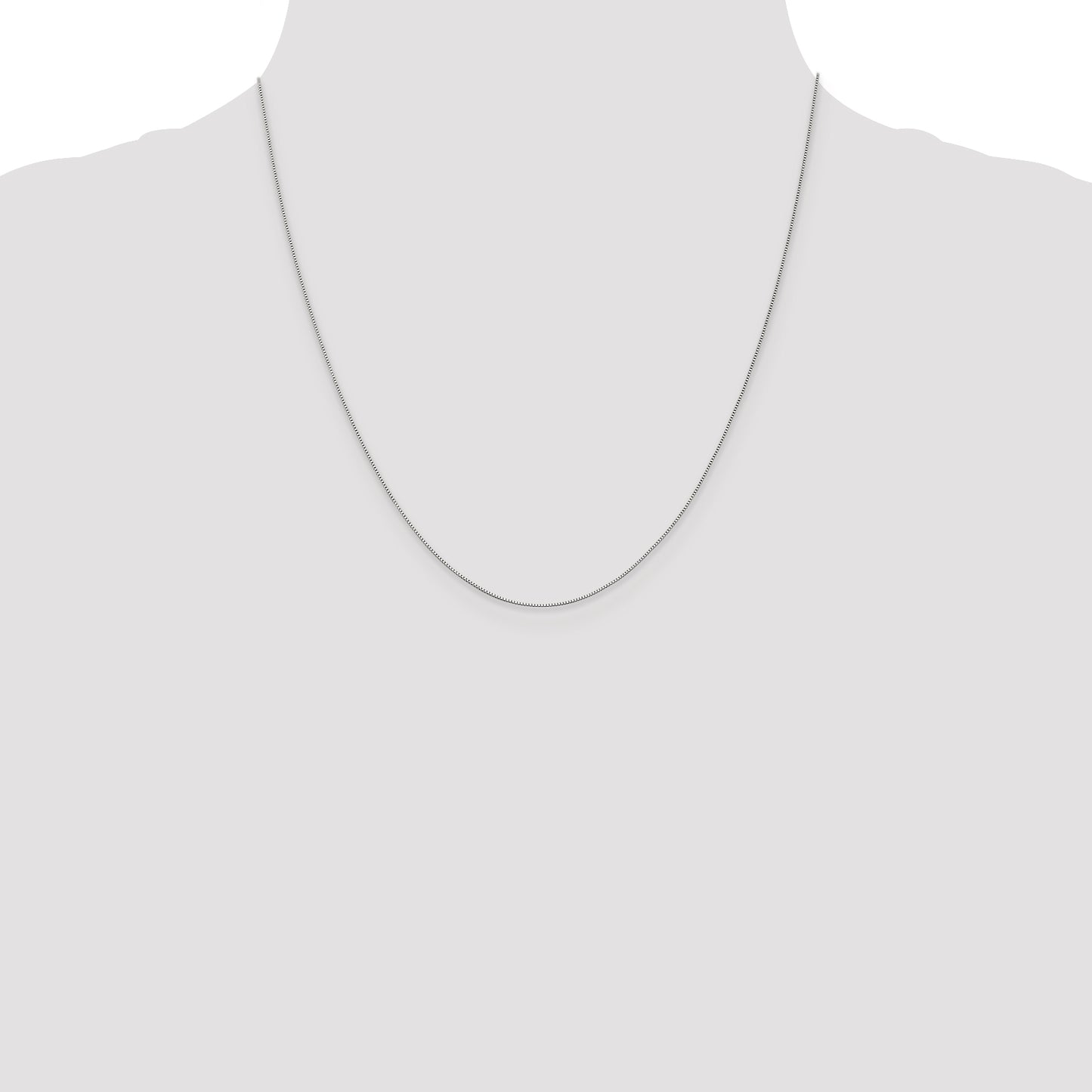 14K White Gold 20 inch .5mm Box with Spring Ring Clasp Chain