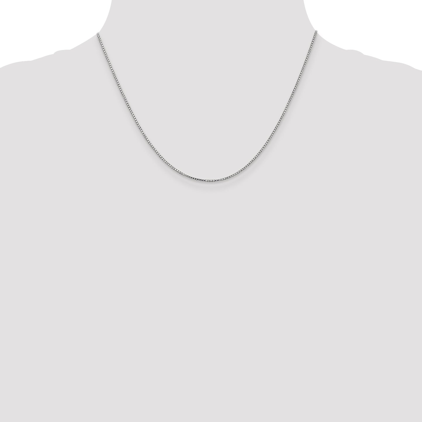 14K White Gold 18 inch 1.1mm Box with Lobster Clasp Chain