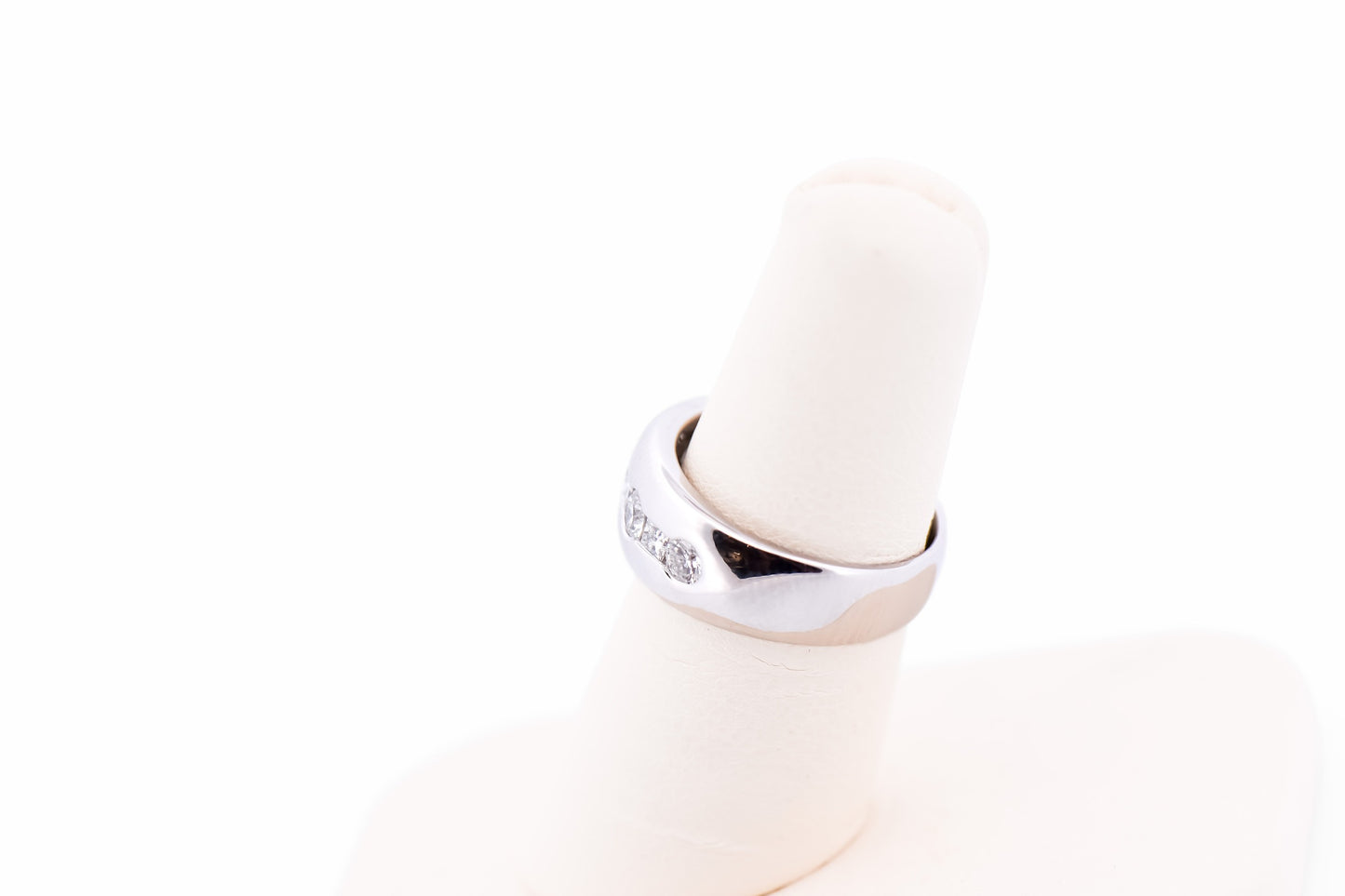 Wide White Gold Band with Channel Set Round & Princess Cut Diamonds