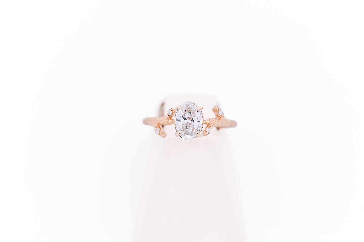 Yellow Gold Branch Style Engagement Ring with Oval Lab Grown Diamond