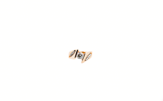 Yellow Gold Bypass Style Engagement Ring with Channel Set Diamond by John Atencio