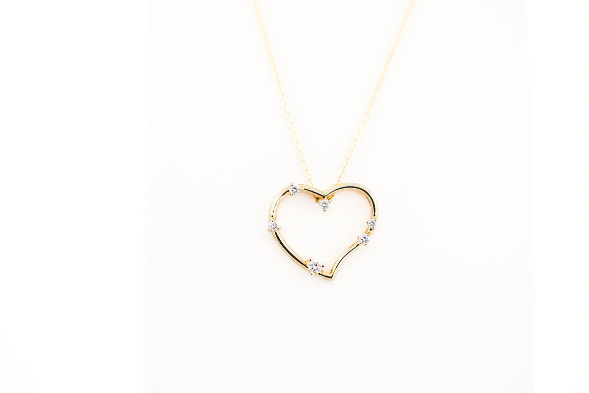 Yellow Gold & Diamond Heart Pendant - Twisted "Witch's Heart" Shape