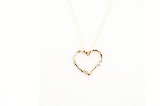 Yellow Gold & Diamond Heart Pendant - Twisted "Witch's Heart" Shape