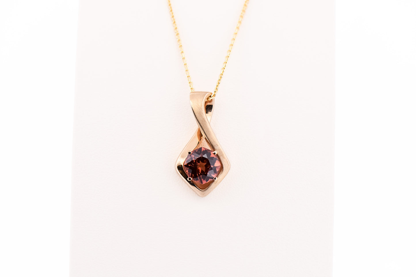 Rose Zircon Infinity Slide Pendant in Yellow Gold