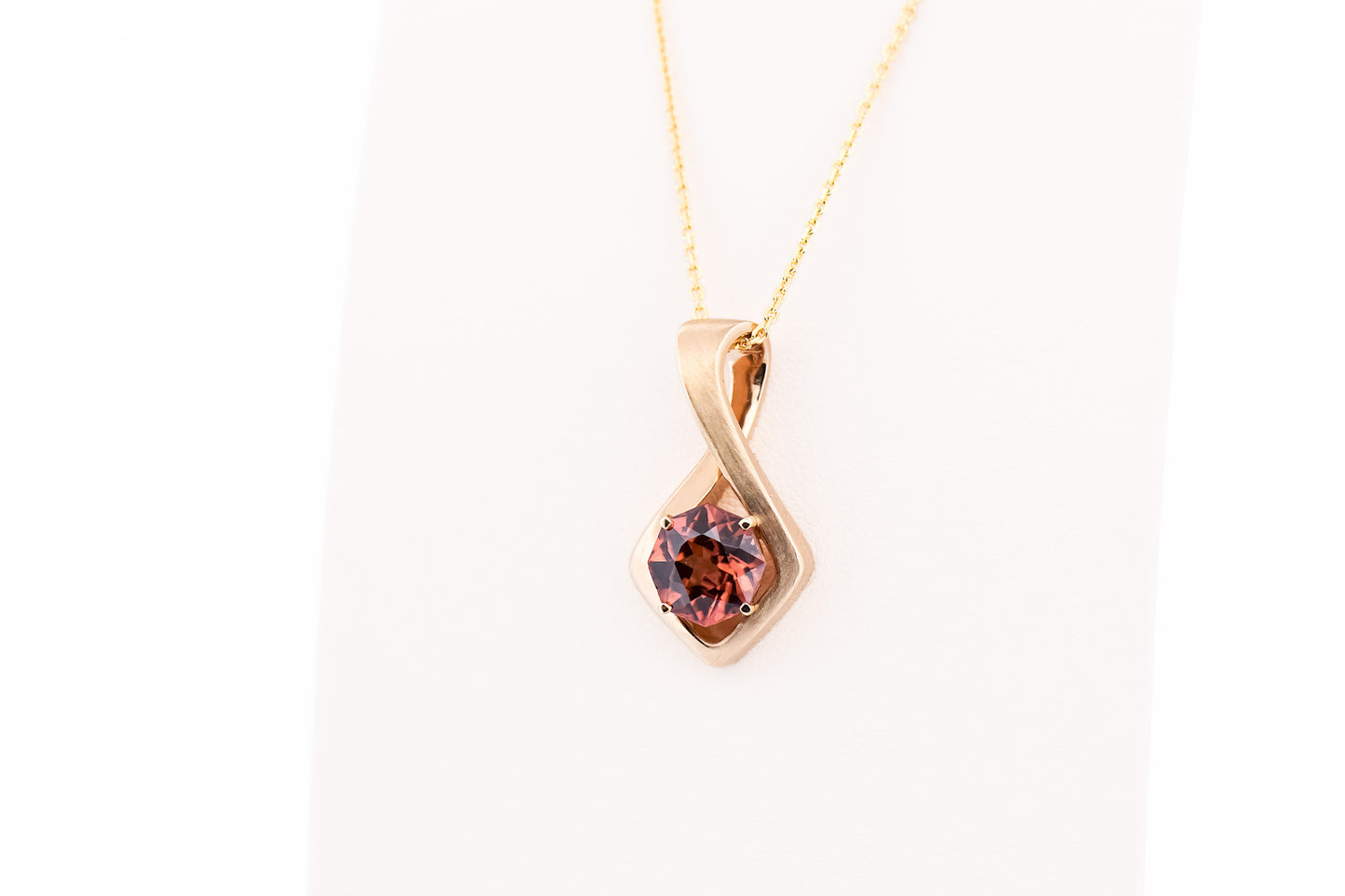 Rose Zircon Infinity Slide Pendant in Yellow Gold