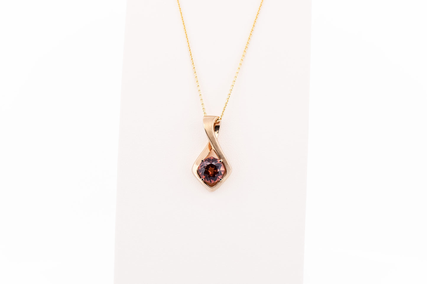 Rose Zircon Infinity Slide Pendant in Yellow Gold