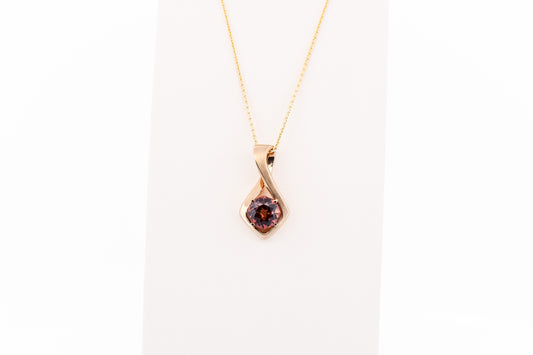 Rose Zircon Infinity Slide Pendant in Yellow Gold