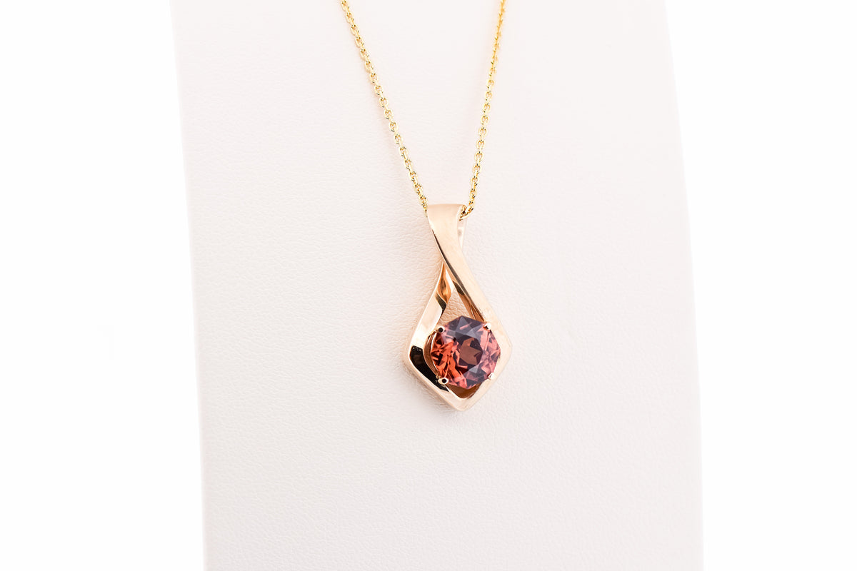 Rose Zircon Infinity Slide Pendant in Yellow Gold