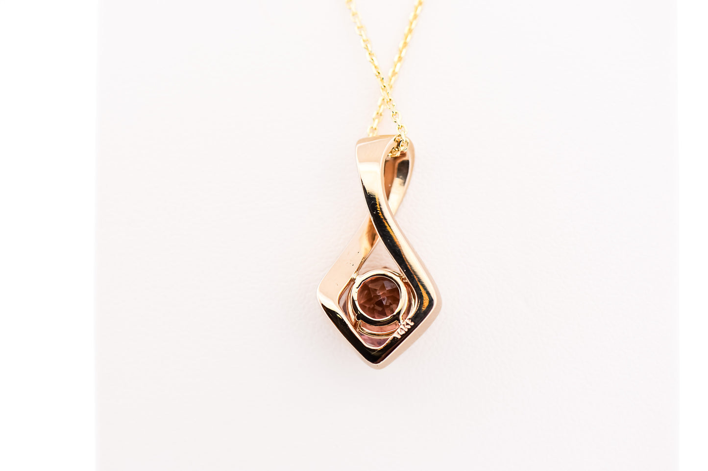 Rose Zircon Infinity Slide Pendant in Yellow Gold