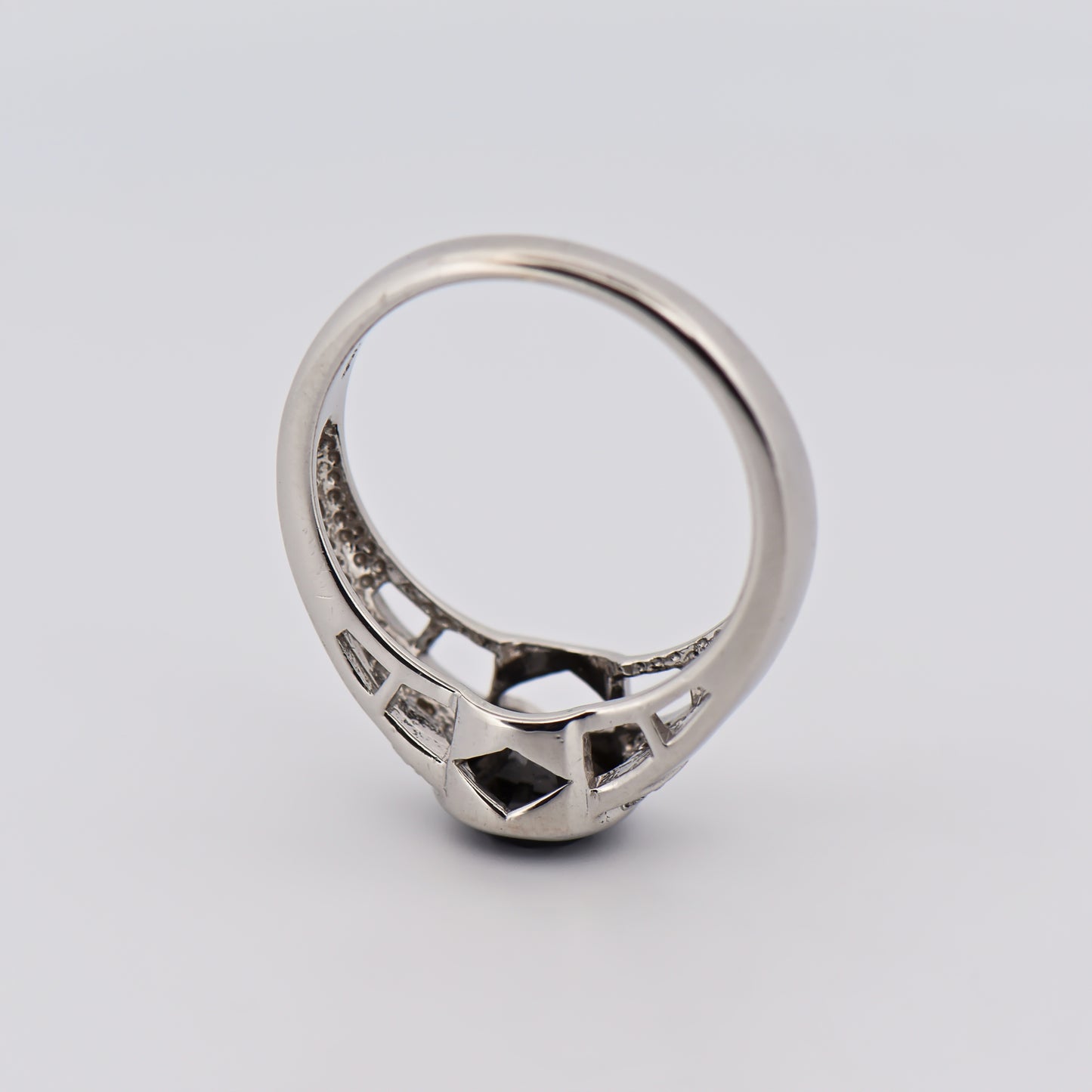 Bezel-Set Black Diamond Engagement Ring in White Gold